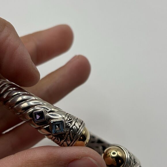Robert Manse Designs 925 Sterling Silver 18k Accents Bracelet Cuff - Picture 4 of 5